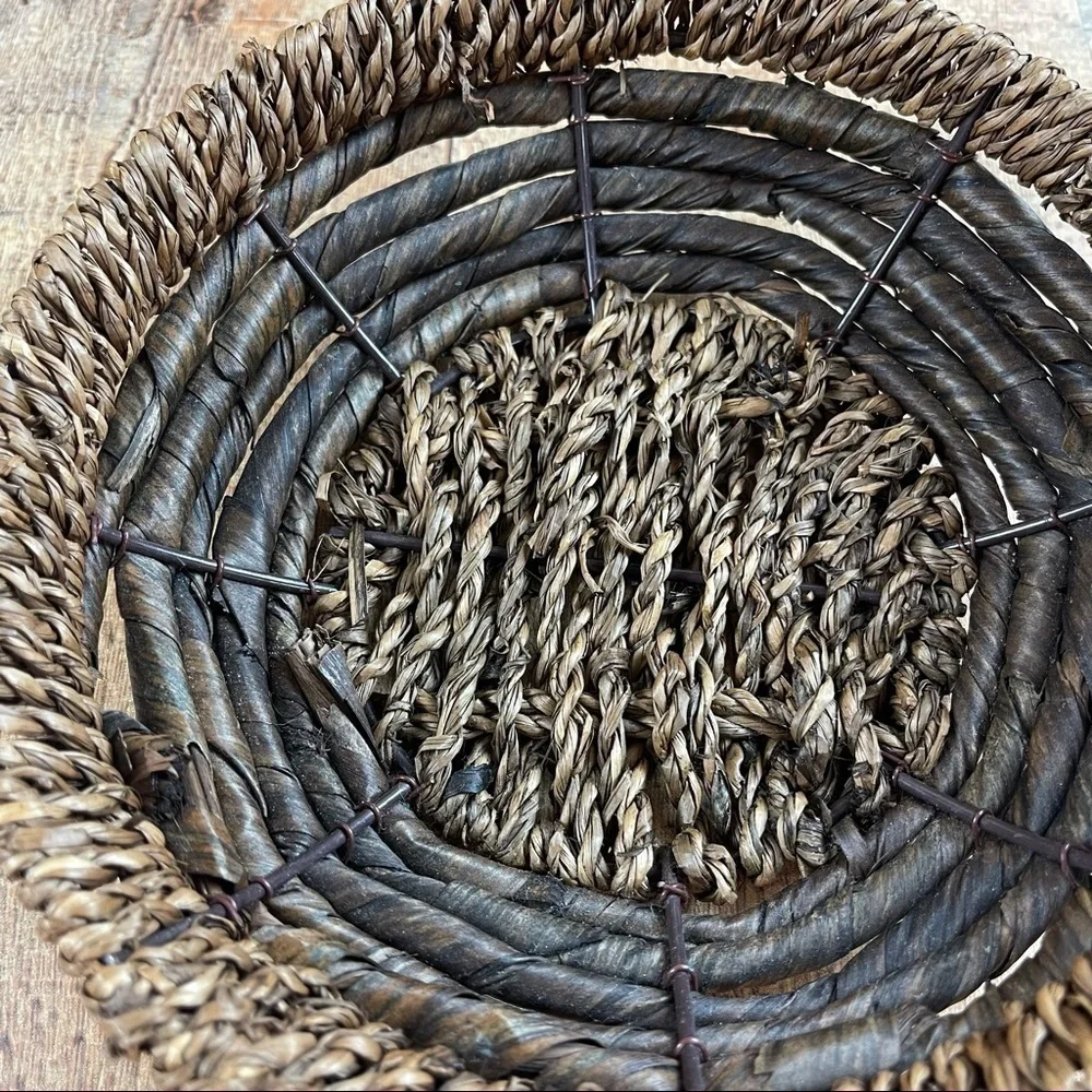 Small Wicker Woven Bowl Basket Dark Brown Home Decor Set of 2 Bundle